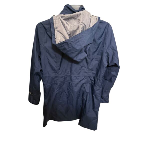 Eddie Bauer Women's Navy WeatherEdge hooded rain jacket Petite Medium - Picture 5 of 8